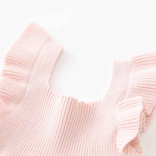 LGW Girls Stringy Selvedge Princess Dress – Flounced Sleeve Knitted Vest Skirt